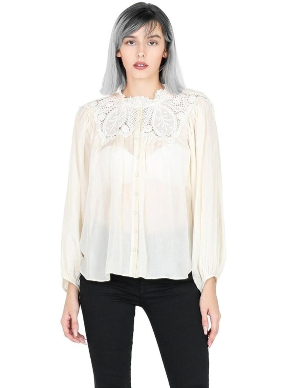 LoveShackFancy Silk With LAce Maiden Top